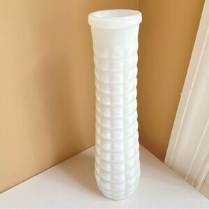 EO Brody white milk glass vintage bud vase with graduated square cushion pattern